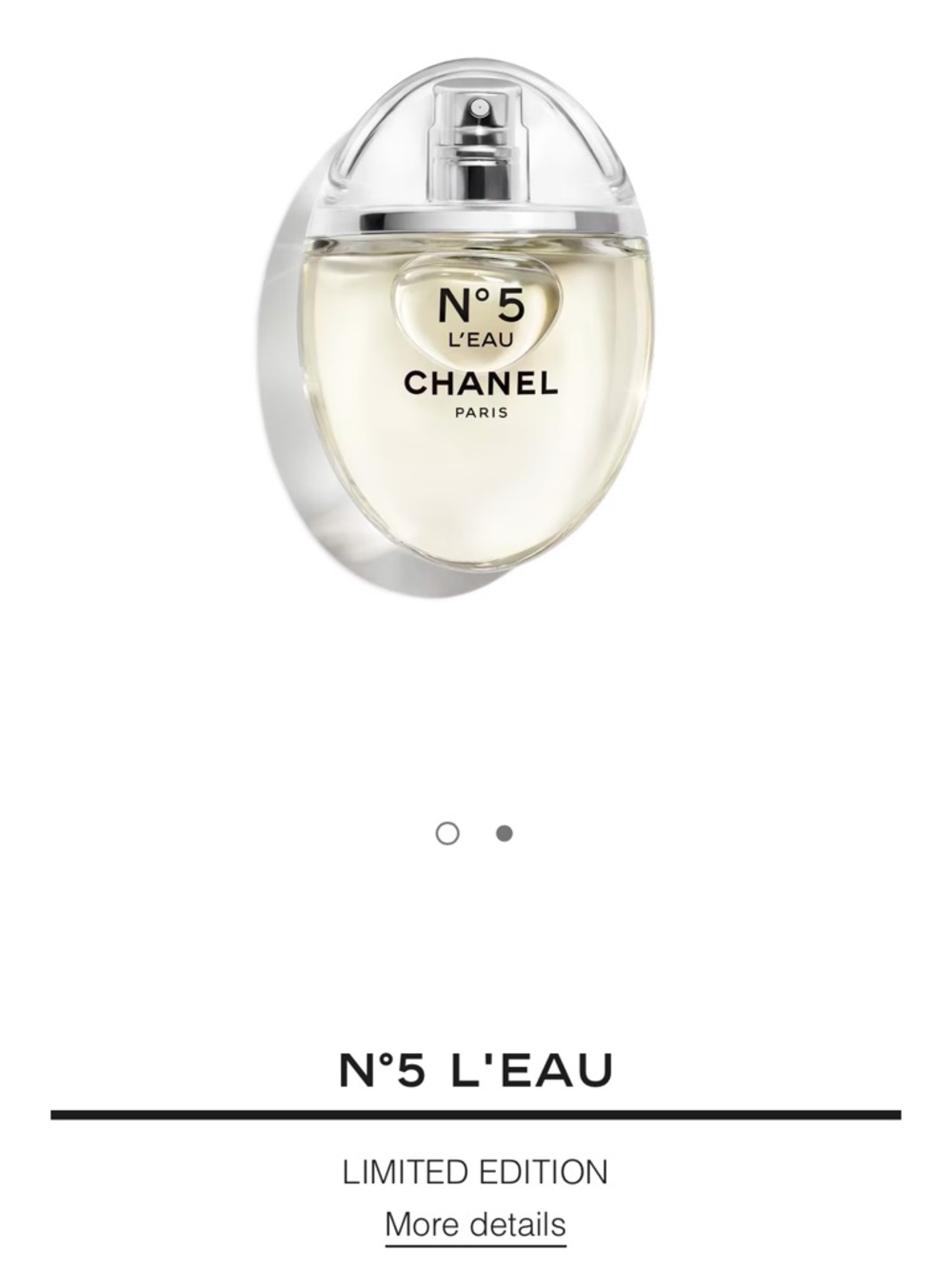 CHANEL N°5 L'EAU Bottle and Box - White/Clear